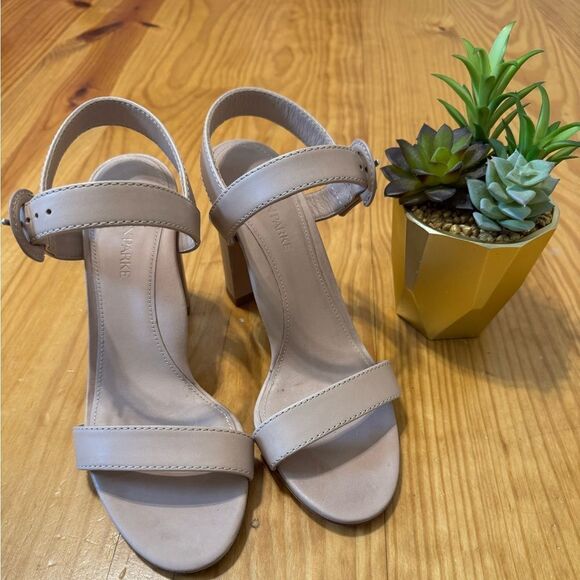 Marion Parke Strappy Leather Sandal Block Heel Nude Tan Women’s EUR 38.5 / US 8